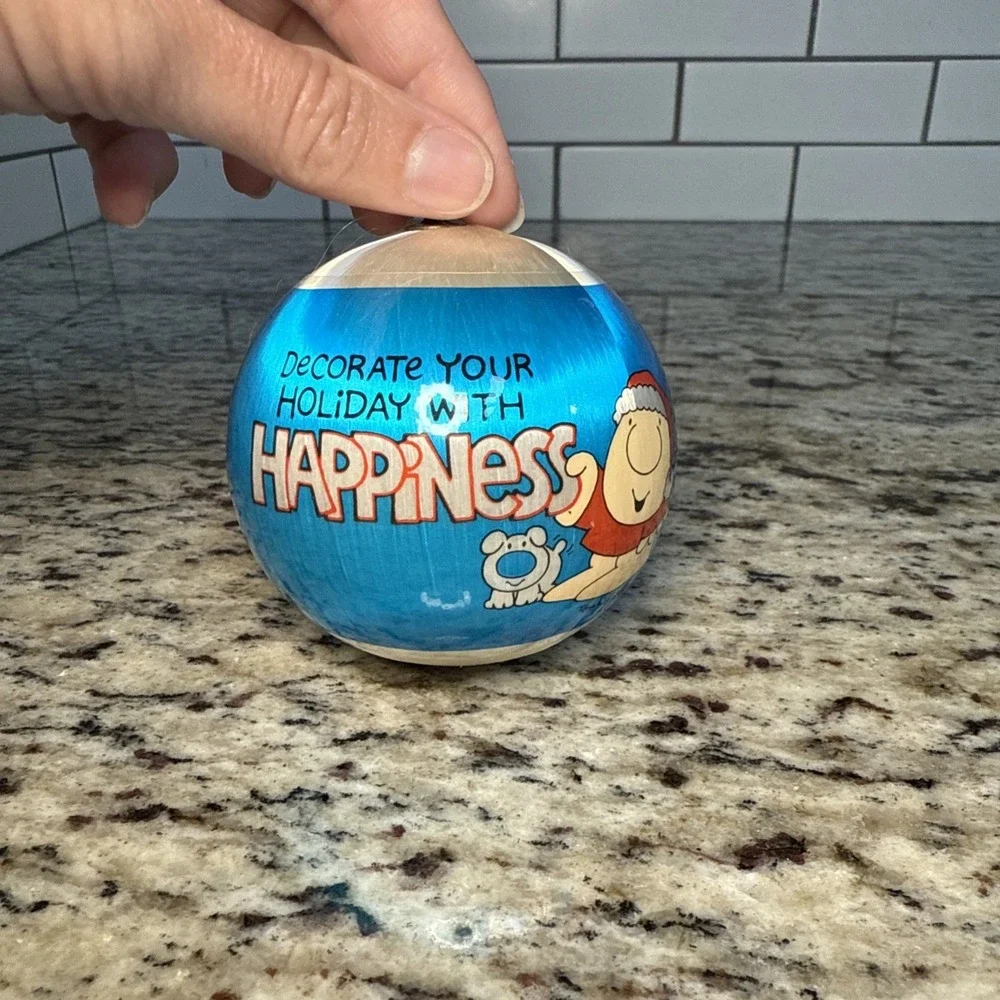 ZIGGY Vintage Ornament Satin Ball Blue White Christmas Holiday‎ Happiness 1983